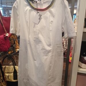 Moschino White Dress with Colorful Necklace